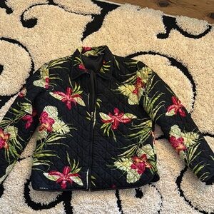 Blair Black Floral Quilted Jacket Small